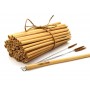 Bambukinis šiaudelis su šepetėliu ir džiuto maišeliu
