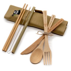 Kelioninis bambukinių stalo įrankių rinkinys (maxi)